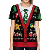 Ugly Christmas Sweater Autumn Clothing Christmas Print Couple Wear Cartoon T-shirt