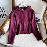 Women Hoodie Loose Solid Color Simple