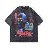Men T-Shirt Vintage Cartoon Print Distressed
