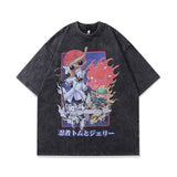 Men T-Shirt Retro Cartoon Character Distressed