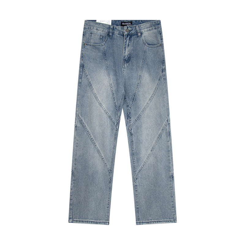 Men Jeans Stitching Casual Loose