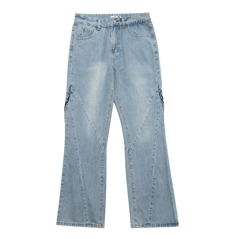 Men Jeans Zipper Decorations Wide-Leg Bell-Bottoms