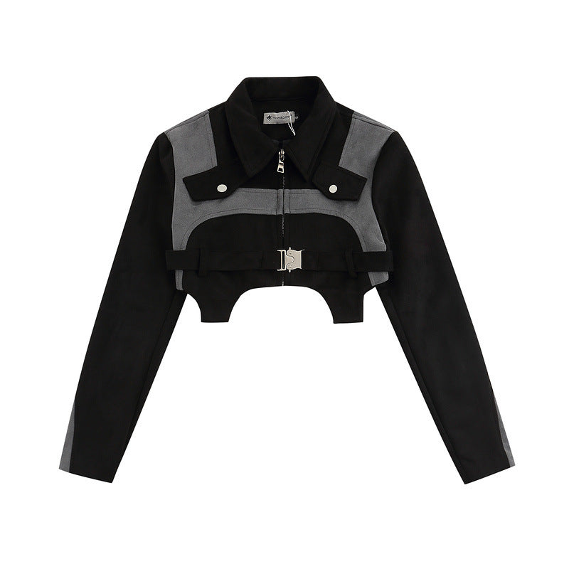 Women Jackets Retro Patchwork Irregular Skirt Suit