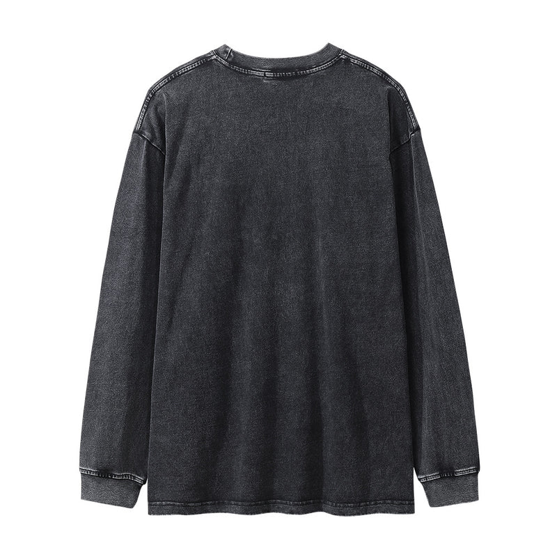 Men Long Sleeve T-Shirt Film Character Print Loose Distressed