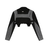 Women Jackets Retro Patchwork Irregular Skirt Suit