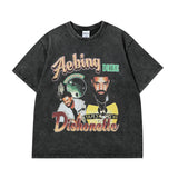 Men T-Shirt Portrait Printing Distressed