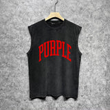 Purple Brand Distressed Tank T Shirts Distressed Sleeveless T-shirt Vest