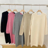 Women Pullover Sweater Loose Hooded Knitted Dress