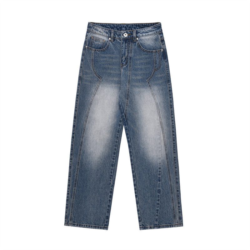 Men Jeans Ground White Personality Stitching