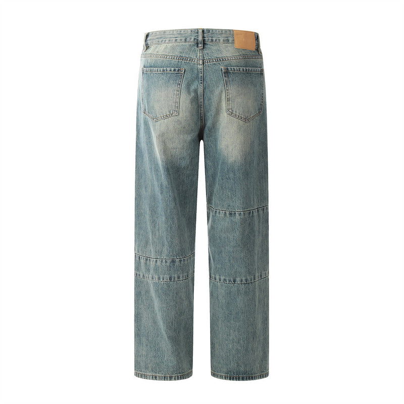 Men Jeans Loose Retro Stitching Loose