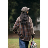 Unisex Shirt Retro Patchwork Plaid Long Sleeve Shirt