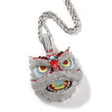 Jewelry Vintage Creative Lion Dance Hip Hop Copper Inlaid Zircon Colored Lion Head Necklace Far East Spectrum Animal St. Valentine's
