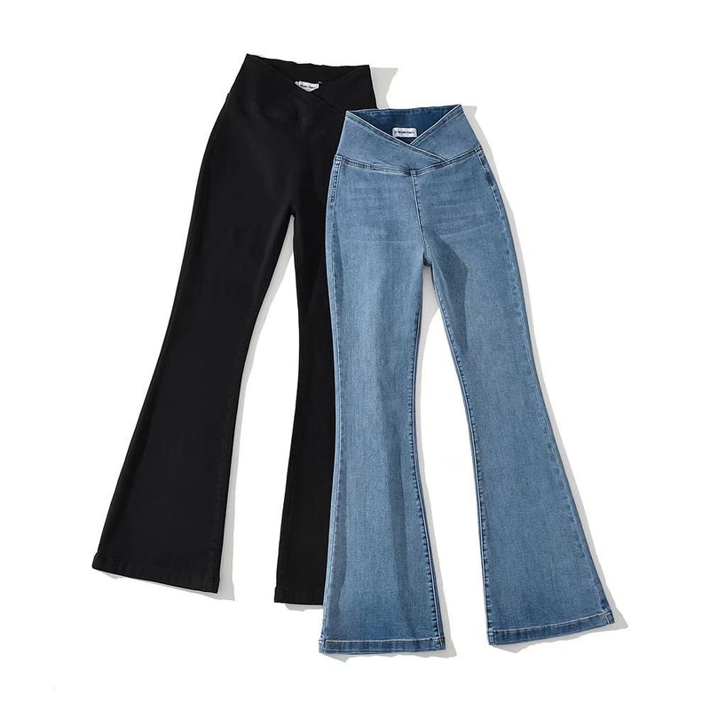 Women Jeans Retro Stretch Flared Pants