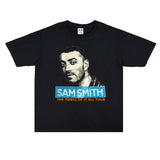 Rock Star T Shirt Sam Smith Printed Fashion Brand T-shirt Short Sleeve round Neck Loose Men and Women