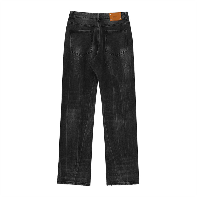 Men Jeans Ripped Punk Bright White Distressed Loose Casual