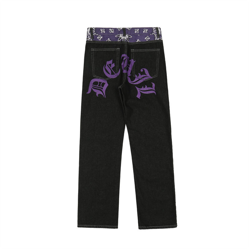 Men Jeans Stitching Loose Trendy Casual