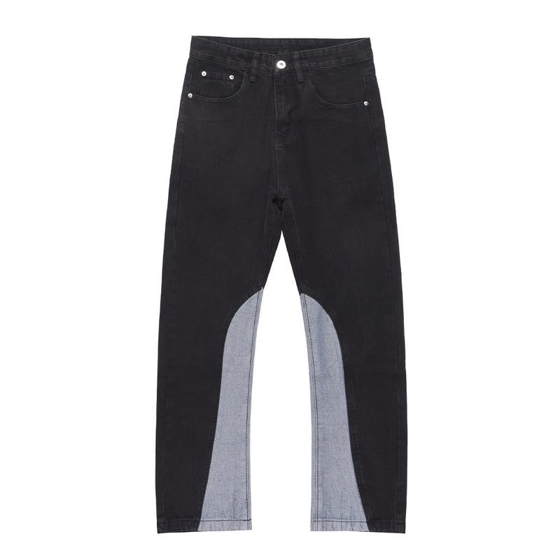 Men Jeans Stitching Loose Casual Trousers
