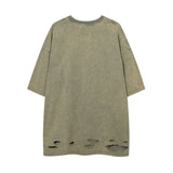 Men T-shirt Graffiti Printing Knife Ripped Loose Casual