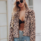 Women Fur Jacket Fashion Leopard Print Plush Coat
