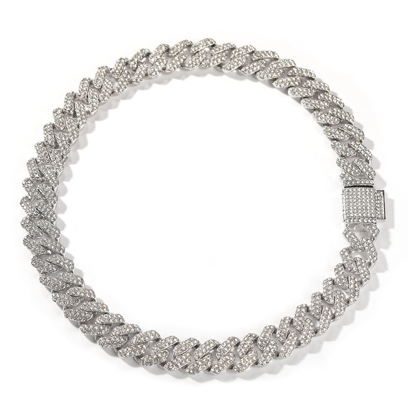 Bracelet Cuban Chain Necklace Alloy Full Diamond Hip Hop Rap St. Valentine's Spectrum