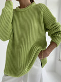 Women Work Business Casual Sweats Knitted Loose Solid Color Sweater