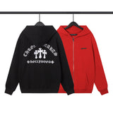 CHH Chrome Heart Hoodie Croix, cross hooded zip sweater women autumn and winter