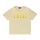 Amiri T Shirt Gradient Letter Flower Casual Hip Hop Short Sleeve T-shirt