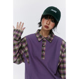 Unisex Shirt Stitching Loose Long Sleeve Plaid