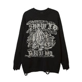 Women Sweater Creative Pattern Loose Hole Knit Sweater