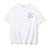Off White T Shirts OW Dragon Letter Pattern Crew Neck Pullover Short Sleeves