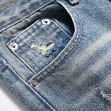 Men Jeans Ripped Versatile Loose Indentation