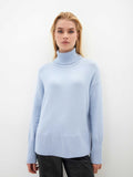 Women Work Business Casual Sweats Knitted High Collar Loose Sweater