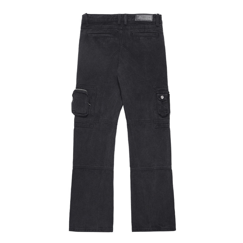 Men Jeans  Multi-pocket distressed loose flared pants