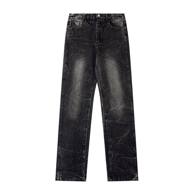 Men Jeans Distressed Pleated Loose Leisure All-Matching