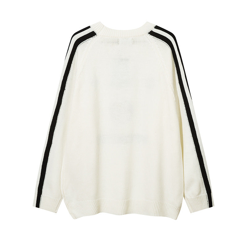 Men Sweater Embroidery Letter Sweater Cotton Knitwear