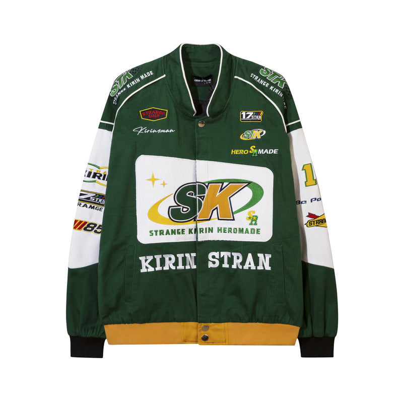 Women Jackets Vintage Baseball Uniform Oversize Racing Suit