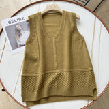 Women Vest Retro Simple Loose Knit