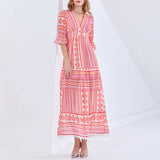 Bohemian Dress French Vintage Stripe Temperament Dress