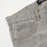 Men Jeans Distressed Bell-Bottom Pants Loose Retro All-Matching