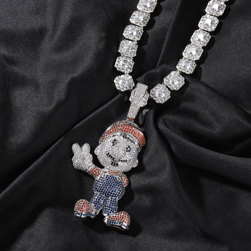 Jewelry Trendy Brand Anime Cartoon Pendant Hip Hop Full Diamond Spectrum Animal