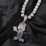 Jewelry Trendy Brand Anime Cartoon Pendant Hip Hop Full Diamond Spectrum Animal