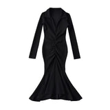 Women Dresses Sexy Fishtail Pleated Dress