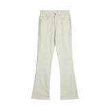 Men Jeans flared pants loose pure white
