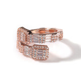 Rings 18K Gold Copper Plated T Square Zircon Ring Spectrum