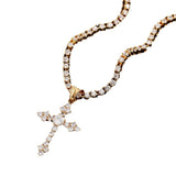 Jewelry Stainless Steel Cross Necklace Vintage AAA Zircon Pendant Necklace Crosses Spectrum St. Valentine's