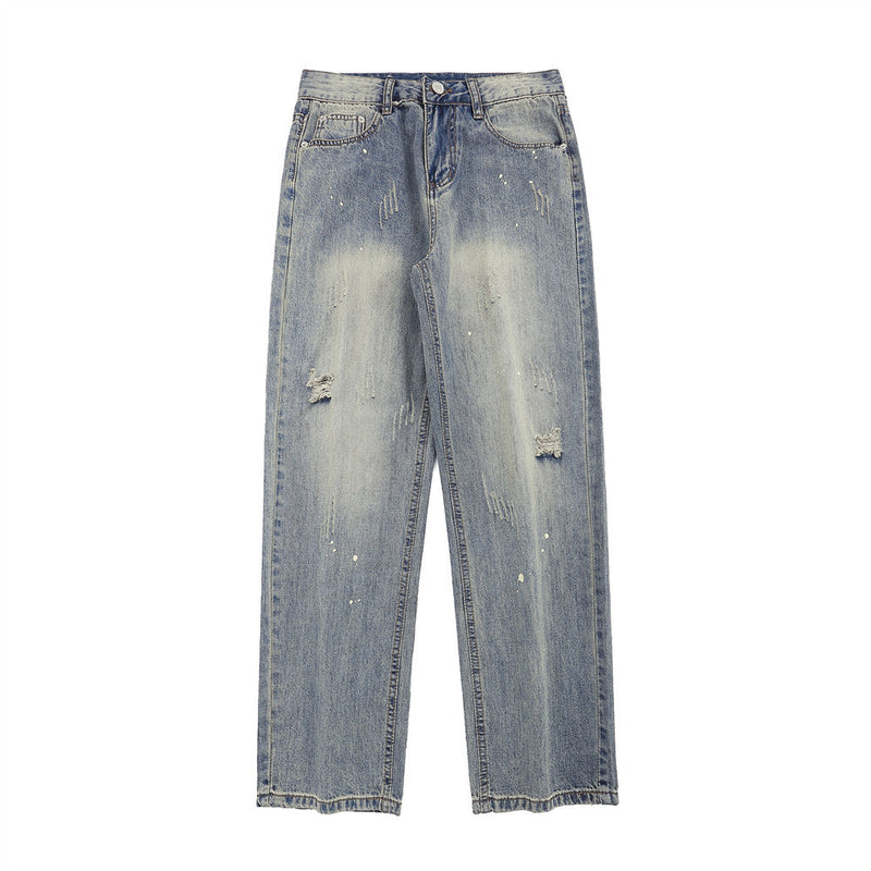 Men Jeans Ripped Distressed Versatile Casual