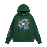 Rhude Hoodie Floral Letter Print Hooded Sweater