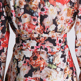 Bohemian Dress Vintage Floral Lace-up Dress