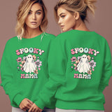 Spooky Mama Print Long Sleeve Hoodies Women Autumn Funny Hal