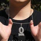 Jewelry Trend Full Diamond O BLOCK Zircon Letter Pendant Necklace Word Up St. Valentine's Spectrum Royalty